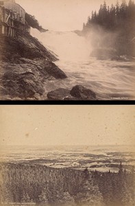 Christiania & Ler Fall Norwegian landscape Two Old Knudsen Photos 1890