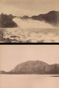 Ler Falls & Torgatten Norwegian landscape Two Old Knudsen Photos 1890