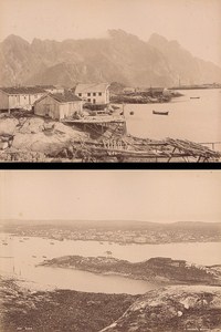 Henningsvaer & Bodo Norwegian landscape Two Old Photos 1890