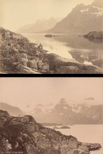 Lofoten Raftsund Nordland Norwegian landscape Two Old Photos 1890