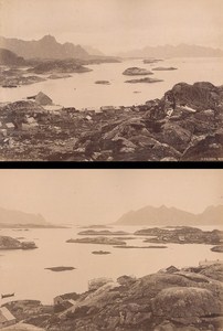 Lofoten Island Svolvaer & Mollasund Norwegian landscape Two Old Photos 1890