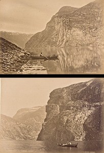 Geirangerfjord Norwegian landscape Two Old Photos 1890