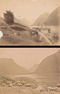 Sognfjord Fortudalen & Mundal Norwegian landscape Two Old Photos 1890