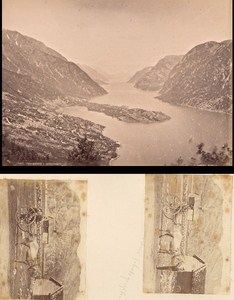 Hardangerfjord & Horse cab Norwegian landscape Three Old Photos 1890