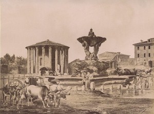 Italy Roma Vesta Temple Costantini Painter & Bruno Two Old Photos 1890