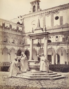 Italy Napoli Monk Well St Martin Cloister Old Photo 1890