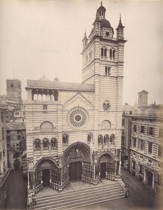 Italy Genova St Laurent Cathedral Two Old Photos 1890