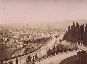 Italy Firenze Panorama & Cathedral Facade Two Old Photos 1890