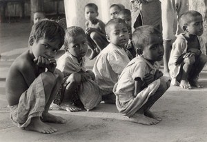 India Calcutta Flood Childrens Old Photo 1977