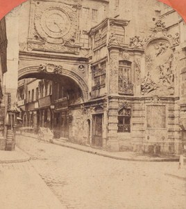 Rouen the Big Clock Tower France Old Stereo Photo Neurdein 1880