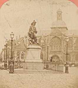 Dieppe Statue of Duquesne France Old Stereo Photo Neurdein 1880