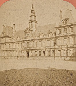 Reims City Hall facade France Old Stereo Photo Neurdein 1880