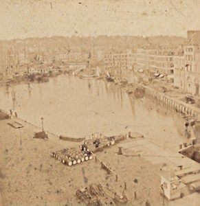 Le Havre Old Harbour Basin Coast Ingouville France Old Stereo Photo Andrieu 1870