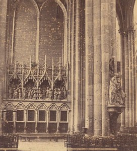 Amiens Cathedral Transept Sculpture France Old Stereo Photo Valecke 1865