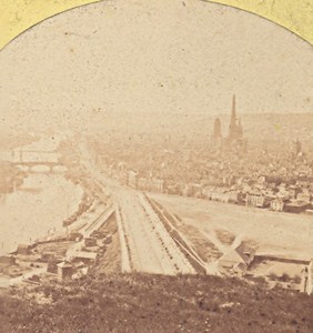 Rouen Panoramic View Old Stereo Photo 1870