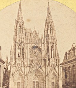 Rouen Cathedral Old Stereo Photo 1870