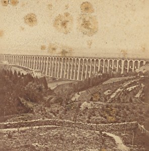 Panorama Chaumont Viaduc Old Stereo Photo Scherer 1870