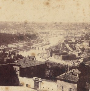 Lyon Vaise & Serin Panorama France Old Stereo Photo 1865