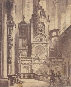 Strasbourg Monumental Clock France Old Stereo Photo Fietta 1865