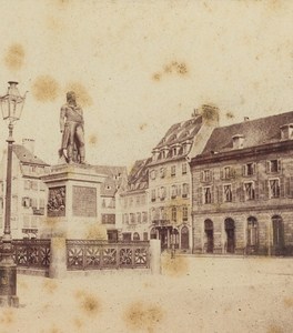 Strasbourg Kleber Place France Old Stereo Photo Fietta 1865
