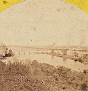 Tours Panorama Loire Bridge France Old Stereo Photo 1870