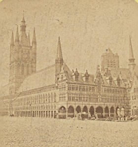 Ypres Halls Belgium Old Stereo Photo Leon & Levy 1880