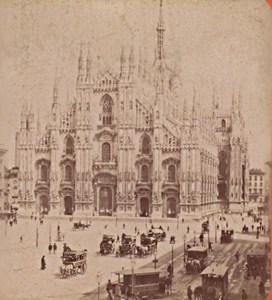 Milano Cathedral Italy Old Stereo Photo Brogi 1880