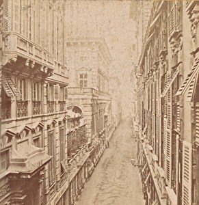 Genova Via Nuova Italy Old Stereo Photo Noack 1880