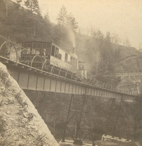 Switzerland Rigi Railway Old Photo Stereo Charnaux 1875