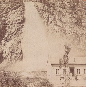 Switzerland Pissevache Fall Old Photo Stereo Charnaux 1875