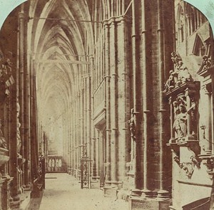 England London Westminster Abbey South Aisle Old Stereo photo LS&P Co 1870