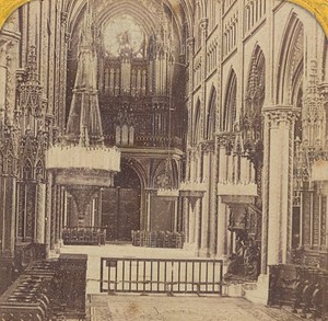 France Rouen Bonsecours Church Interior Old Photo Stereoview Tissue 1870