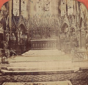 France Rouen Bonsecours Church Interior Old Photo Stereoview Tissue 1870