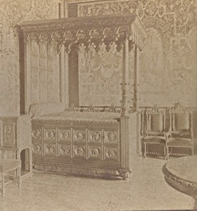 Pau Castle Henry IV Bed France Old Stereo Photo 1890