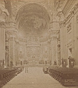 Roma Gesu Interior Italy Old Stereo Photo 1890