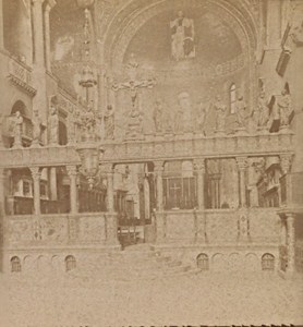 Venezia St Marc Church Interior Italy Old Stereo Photo 1890