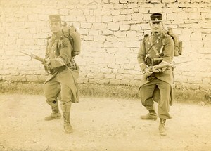 Military Training Bayonet to Rifle Fight France Old Snapshot ca 1900