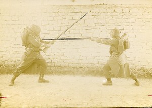 Military Training Bayonet to Rifle Fight France Old Snapshot 1900