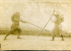 Military Training Bayonet to Rifle Fight France Old Snapshot 1900