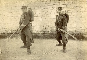 Military Training Bayonet to Rifle Fight France Old Snapshot 1900