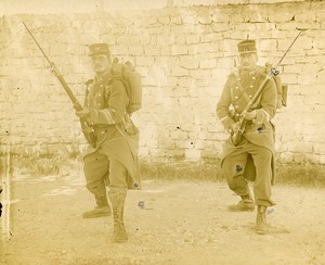 Military Training Bayonet to Rifle Fight France Old Snapshot 1900