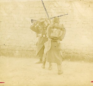 Military Training Bayonet to Rifle Fight France Old Snapshot ca 1900