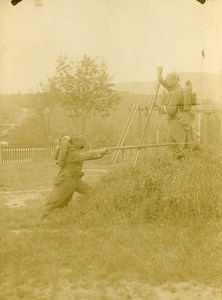 Military Training Bayonet to Rifle Fight France Old Snapshot ca 1900