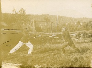 Military Training Bayonet to Rifle Fight France Old Snapshot ca 1900
