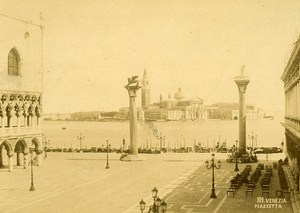 Venezia Piazza San Marco Gondola Italy Old Albumen Photo 1880