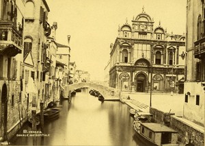 Venezia Canale dell Ospitale Italy Old Albumen Photo 1880