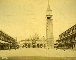 Venezia San Marco Place Italy Old Albumen Photo 1880