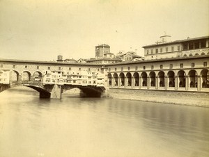 Firenze View of Ponte Vecchio Italy Old Albumen Photo 1880