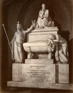 Italy Firenze Church of Holy Cross Dante Alighieri Grave Old Brogi Photo ca 1880