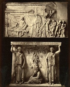 Italy Napoli Museum Roman Reliefs Old Photo Sommer ca 1880